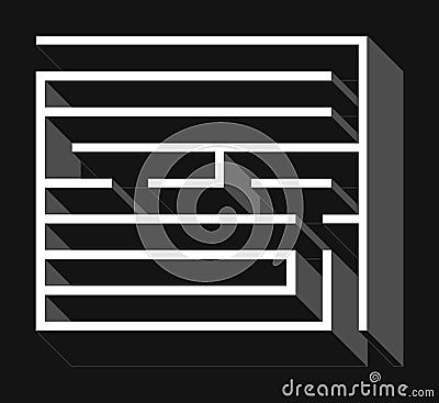 Find-Chinese character creative gray 3D maze Stock Photo